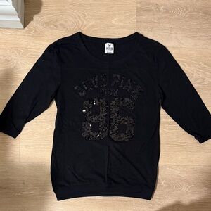 Victorias Secret PINK black sequin tee S Small